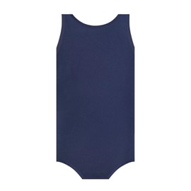 Landofgenie Men's Cotton Sleeveless Romper with Snap Crotch Solid Colours Bodysuit One Piece Pajamas Undershirt Navy blue L