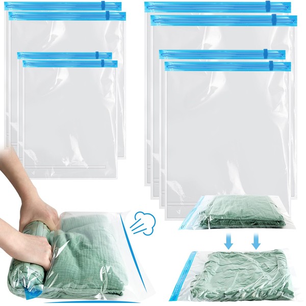 AOOWU Vacuum Storage Bags, 8 Pack (2 S, 2 M,