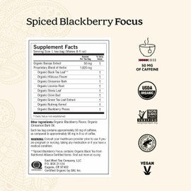 Yogi Tea Spiced Blackberry Focus - 16 Bags per Pack (4 Packs) - Organic Blackberry Tea for Focus with Caffeine - Includes Black Tea Leaf, Hibiscus Flower, Cinnamon Bark & More