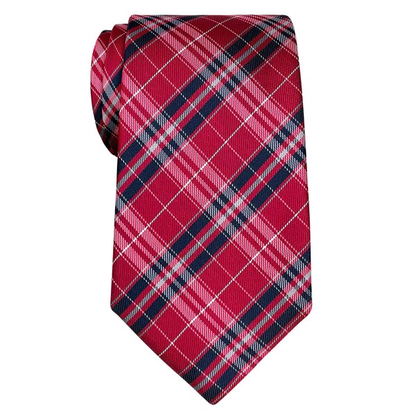 Retreez Stylish Plaid Checkered Woven Microfiber Men's Tie - Red