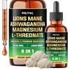 MILIVOL 8in1 Lions Mane Liquid Drops with Ashwagandha Root, Magnesium