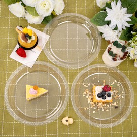 WELLIFE Clear Party Plates 9 Inch -150 Count Plastic Plates for Party, Disposable Plastic Plates Set for Party Supplies & Dessert Plates
