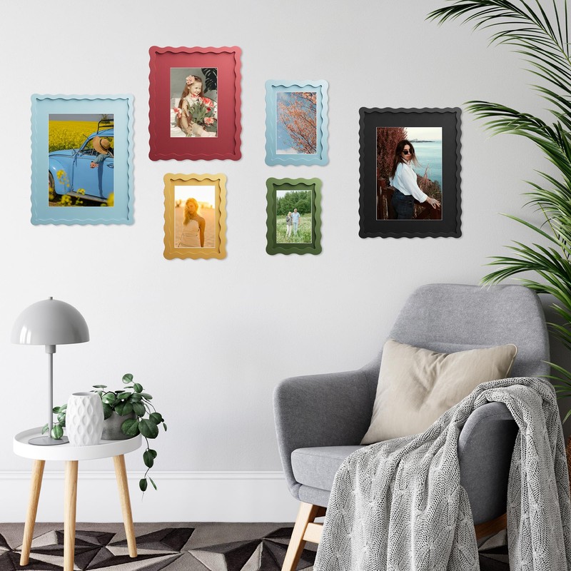 THKRLOF 11x14 Picture Frame with Mat for 8x10, Wavy Edge