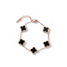 Lucky Leaf Bracelet, Women's Titanium Steel Bracelet, Simple Design Style, Exquisite Titanium Steel Jewelry, Lucky Symbol, Jewelry Gift for Girls and Women (Black)