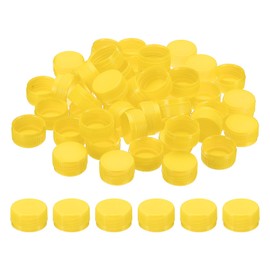 PATIKIL 1.2inch Plastic Bottle Caps for Crafts, 50Pcs Reusable Protection Bottle Screw Lids for Empty Container DIY Scrapbook Decorations, Yellow