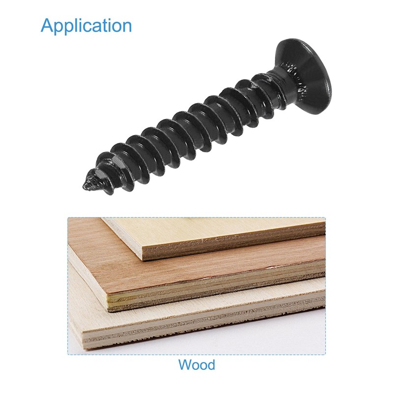 sourcing map M4 x 25mm Wood Screws Phillips Flat Head