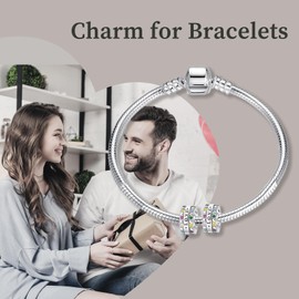 Famuan Jewellery 2 x Clips Silver Love Seahorse Sun Moon Mom Starfish Stopper Spacer for Women Bracelets Mother's Day Valentine's Day Birthday Christmas Gifts for Wife Girls Family Friends, Silver,