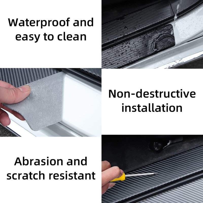 2 Pack Vehicle Rear Bumper Protector Guard Anti-Scratch Carbon Fiber