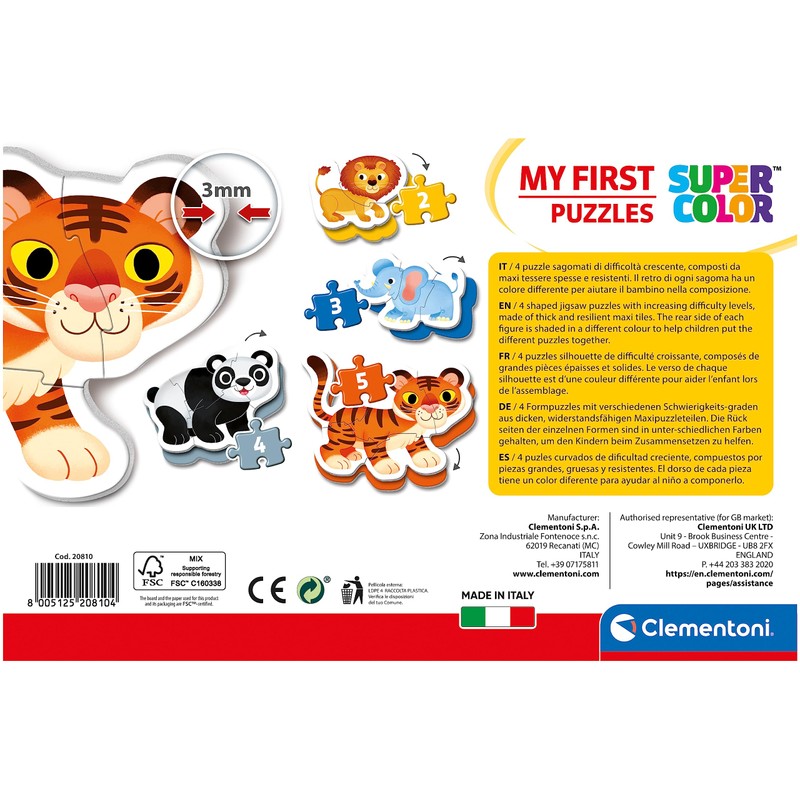 Clementoni My First Puzzle-Wild Animals-3-6-9-1, Multicolor, 20810