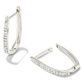 Kendra Scott Ellen Luxe Sterling Silver Huggie Earrings in White Sapphire, Fine Jewelry for Women
