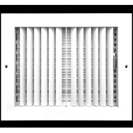 10"w X 6"h Adjustable AIR Supply Diffuser - HVAC Vent Cover Sidewall or Ceiling - Grille Register - High Airflow - White [Outer Dimensions: 11.75"w X 7.75"h]
