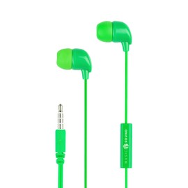 Music Sound | Wired Headphones Fullcolor Intra-auriculaires | In-Ear Stereo Headphones with Cable and Built-in Microphone - 3.5mm Jack - 1.2m Anti-Tangle Cable - Green