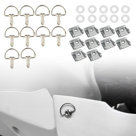 REARACE 1/4 Turn Quick Release Fasteners, 10 Pack Motorcycle Race Fasteners Quick Release D-Ring Fairing Fastener Clip (Silver,17 mm)