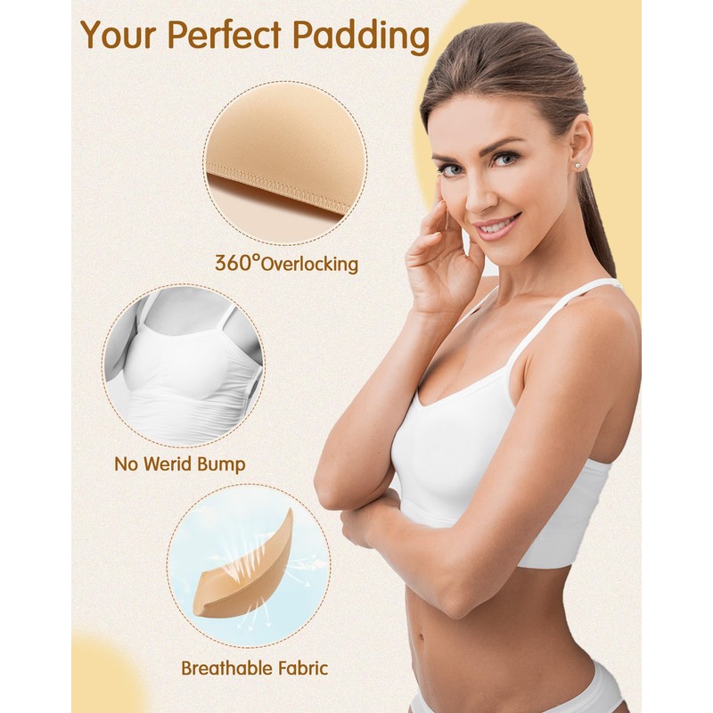 KSang Bra Pads Inserts 4 Pairs - Sewn Edges Breast
