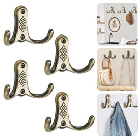 Coat Door Towel Hat Utility Hooks Hanger Mural Holder Hook Rack Hangers Wall Bathroom Mounted for Hanging, 4 Pack Retro