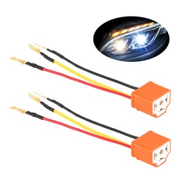 1 Pack 2 Pcs Ceramic H4 Headlight Connector,3 Pin Base Headlight Socket Connector with Wiring Harness for Most Cars