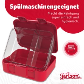 Jarlson® Mili Children's Lunch Box with Compartments, BPA-Free, Bento Box, Leak-Proof, Snack Box, Lunch Box for Nursery and School, 1000 ml, Lightweight (Dinosaur Red)