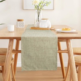AWARDSEN Sage Green Table Runner, Green Rustic Runner Table 60 Inches Long, Linen Woven Sage Table Runners for Dining Farmhouse Kitchen Table Decor(13x60 Inch)