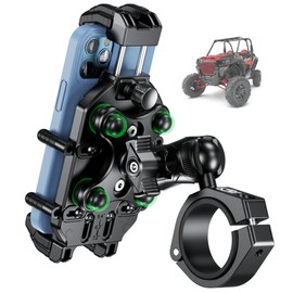 BRCOVAN UTV Phone Mount with Vibration Dampener & High-Speed Secure Lock, Anti-Theft UTV Phone Holder, Adjustable Heavy Duty Fit on 1.5''/1.65''/1.75''/1.85''/2'' Roll Cage Bar, for 5.4''-7.2'' Phones