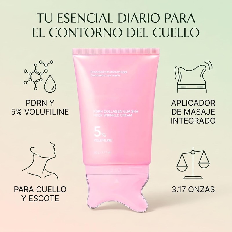 Crema Para Cuello Con PDRN Colágeno Y Aplicador Gua Sha