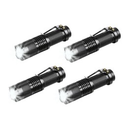 MODOAO Mini Tactical Torch LED Torch 300 lm Adjustable Focus Zoom Light Waterproof Torch for Hiking Camping (4 Pack)