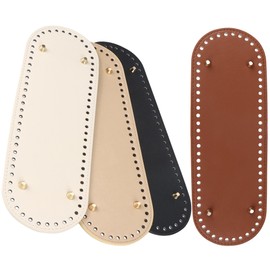 Pack of 4 Bag Base 30 x 10 cm Bag Base for Crocheting Bag Base PU Leather Bag Floor Shaper Faux Leather Bottom Bag Crochet with Holes for Knitting Bag Shoulder Bag DIY Basket Weaving Crochet