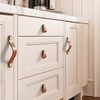 ZONADAH Set of 4 Leather Drawer Pulls, 64x25mm Leather Handles,