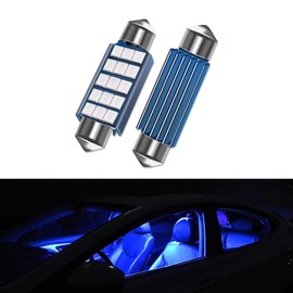 UGSHY 2 PCS Car LED Extremely Bright Bulbs, 1.6" 6000K 2835 Chipsets 1200LM Bulbs for LED Interior Dome Map Door Lights 211-2 212-2 569 6411 6451 41mm 42mm (Blue)