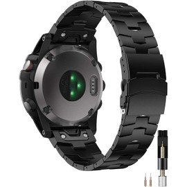 Miimall 26mm Titanium Metal Quick Release Band Compatible for Fenix 8 51mm/Enduro 3 51mm/Fenix 6X Pro/7X Pro/5X Plus,22mm Band for Fenix 8 47mm/E 47mm/Fenix 6 Pro/7/5 Plus/Epix Pro 51mm,Black