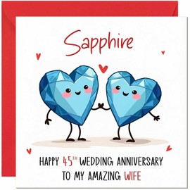 Sapphire Anniversary Card for Wife - 45th Wedding Anniversary Cards for Wife from Husband Cute Anniversaries Greeting Cards