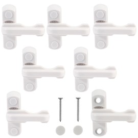 Pack of 6 Window Lock - Window Latch with Swivel Latch and Mounting Screws for Reinforced Burglary Protection, Window Locks Made of ABS for UPVC PVC Windows and Doors