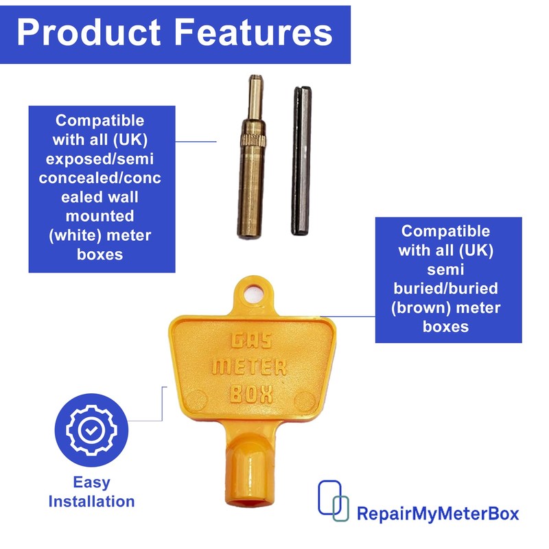 Universal Meter Box Door Repair Kit - Hinges and Key