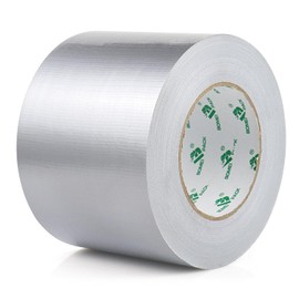 BOMEI PACK Cinta ducto adhesiva plateada, Cinta adhesiva multiusos fácil de rasgar, flexible, no deja residuos, cinta de tela impermeable (100mm x 40y)