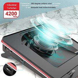 IETS GT500 Potente almohadilla de refrigeración con turboventilador (4200 RPM) para laptop con velocidad infinitamente variable, espuma sellada para e