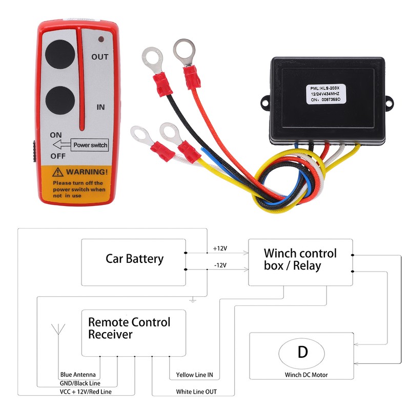 Universal Winch Wireless Remote Control Switch Kit with Receiver 12V