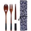 Wooden Cutlery Set Chopsticks Spoon Fork Set Travel Utensils Reusable