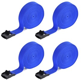 Kshineni Tie Down Straps 4Pcs Cam Buckle Strap 19.7' x 1" Adjustable Lashing Cinch Ratchet Tie-Down Straps for Cargo, Trucks, Luggage, Trailer, Motorcycle (Blue)