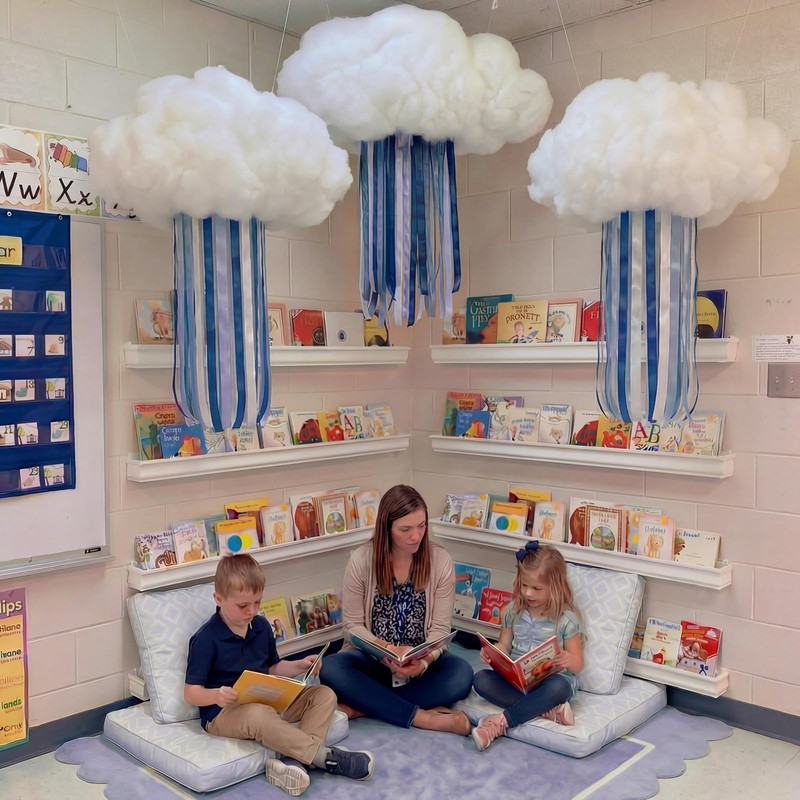 Lounsweer 43 Pcs Classroom Cloud LED Light 3D Sensory Cloud