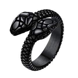 Richsteel Pinky Knuckle Emo Rings For Men Black Chunky Biker Ring Snake Jewellery