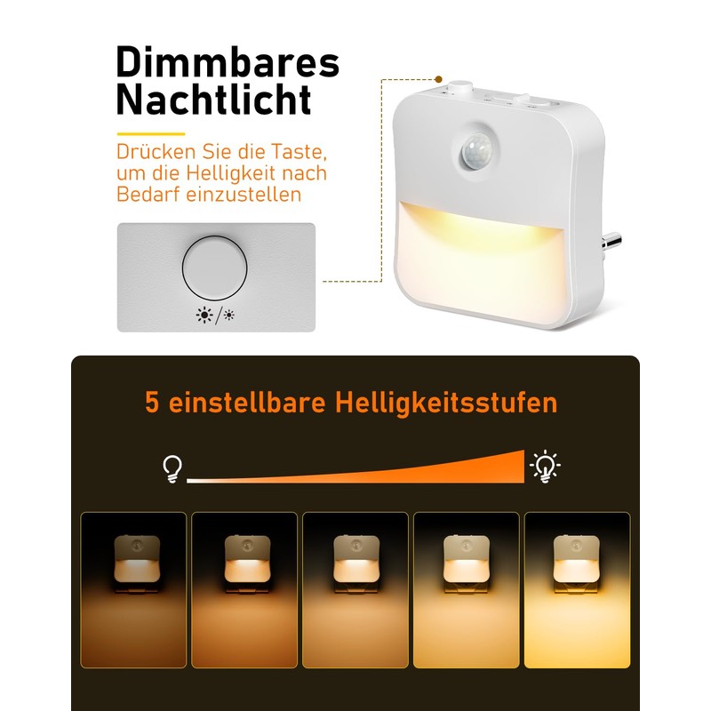FLOWood Night Light Socket with Twilight Sensor and Motion Sensor,
