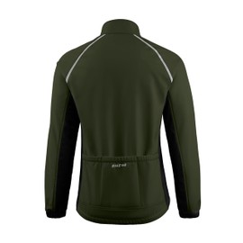 Men's Winter Cycling Jackets Thermal Warm Water Resistant Bike Running Windproof Fleece Cold Weather Mountain Biking Bicycle Riding Gear(Army Green/Black,L)