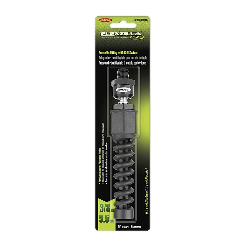 Flexzilla Pro Air Hose Reusable Fitting with Ball Swivel, 3/8