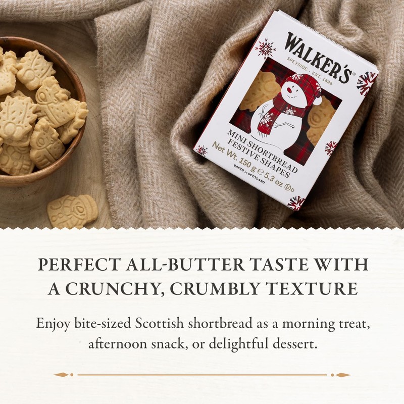 Walker’s Assorted Mini Shortbread Cookies in Festive Shapes- Snowman Shortbread