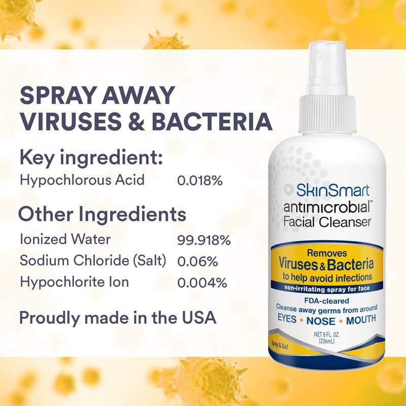 SkinSmart Antimicrobial Facial Cleanser Spray to Remove Viruses and Bacteria