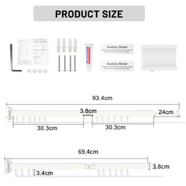 SWAWIS Clothes Airer White Wall Mounted Clothes Rail 90 cm Extendable Foldable Clothes Airer Clothes Rail Wall with 12 Hooks for Balcony, Laundry, Bathroom, Bedroom, Two Folds