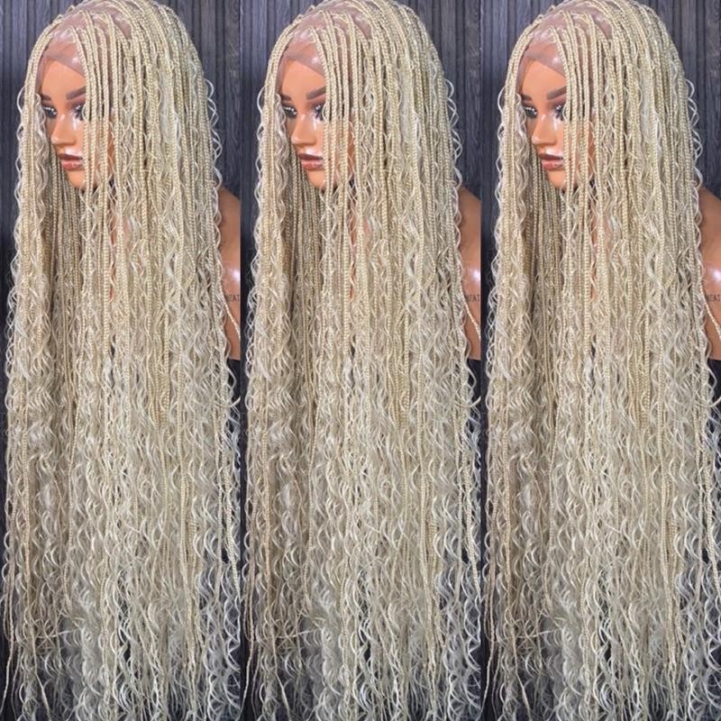 BOHO Knotless Braided wig - braids: Brown knotless boho braids,