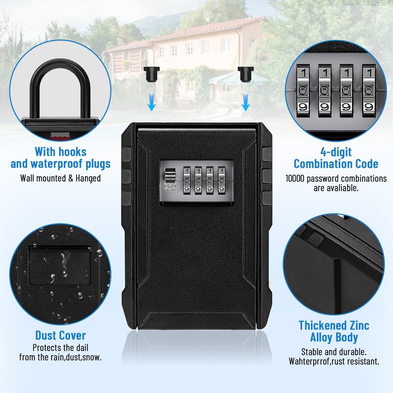 NEWIROVE Large Key Safe Wall Mounted & Hanging Key Cabinet