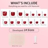 Red Press On Toenails,14 Sizes-28 Pcs Soft Gel Red Glitter