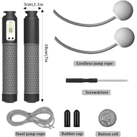 Senshuomy Skipping Rope with Counter,Digital Speed Jump Rope,LCD Display, 3 Display Modes,For Kids Adults Fitness, Adjustable Rope, Weighted & Non-slip Handle for Fitness(Grey)