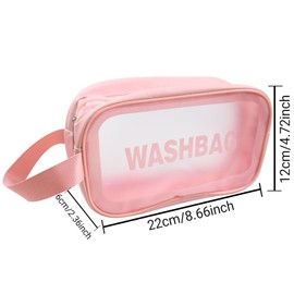 Travel Toiletry Bag 1 Pack Waterproof Wash Bag Plastic Cosmetic Pouch with Zipper Portable Makeup Bag for Women Girls, Pink, Translucent, 22 * 6 * 12cm